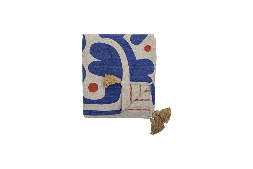 Plaid en coton recyclé bleu 160x130 Eviaya Bloomingville