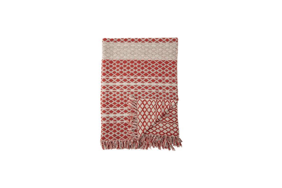 Plaid Noilhan en coton rouge recyclé Bloomingville