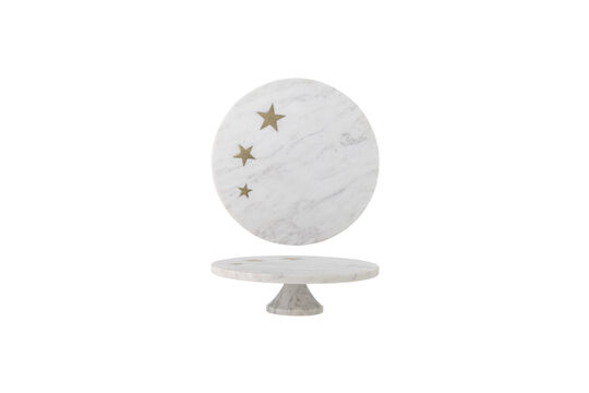Plateau à gâteau D30 cm en marbre blanc Fenya Star