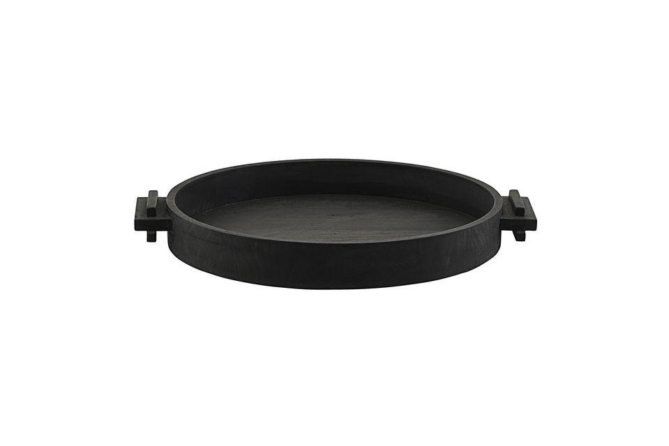 Plateau rond en bois de manguier noir Block House Doctor