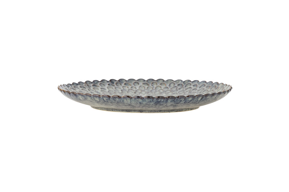 Plato D26,5 cm en set de 4 de gres gris Katrina - 6