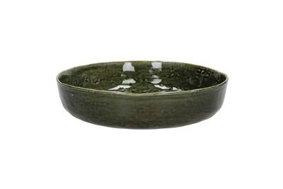 Plato hondo de gres verde oscuro Spiro