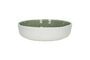 Miniatura Plato hondo pequeño Spiro de porcelana blanca y verde pálido Clipped