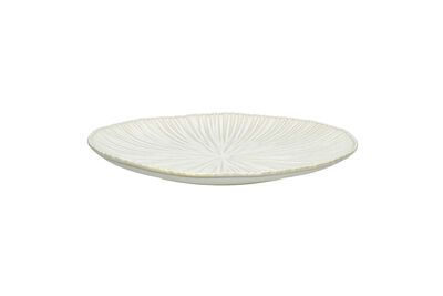 Plato llano de porcelana blanca Mysa