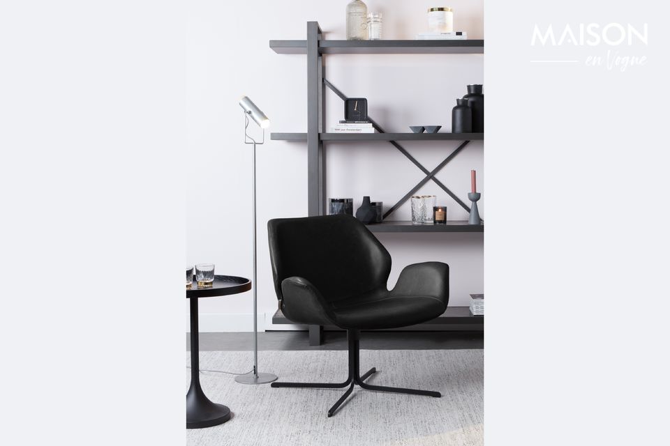 Poltrona lounge in similpelle nera Nikki Zuiver