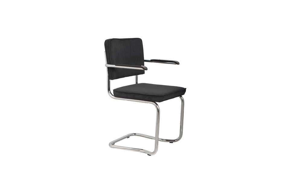Poltroncina in tessuto a coste nero Ridge Kink Rib Zuiver