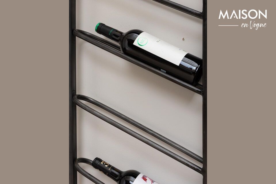 Descubra un diseño minimalista y funcional con nuestro botellero de hierro negro