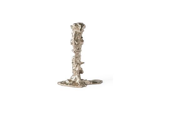 Portavelas de aluminio plateado Drip