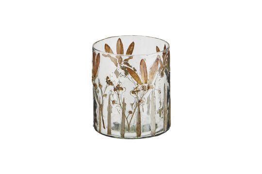 Portavelas de vidrio transparente Leaves Clipped