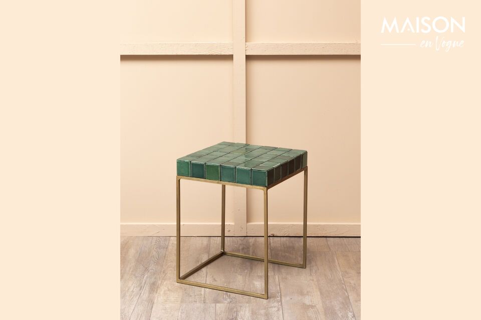 Porto green metal side table Chehoma