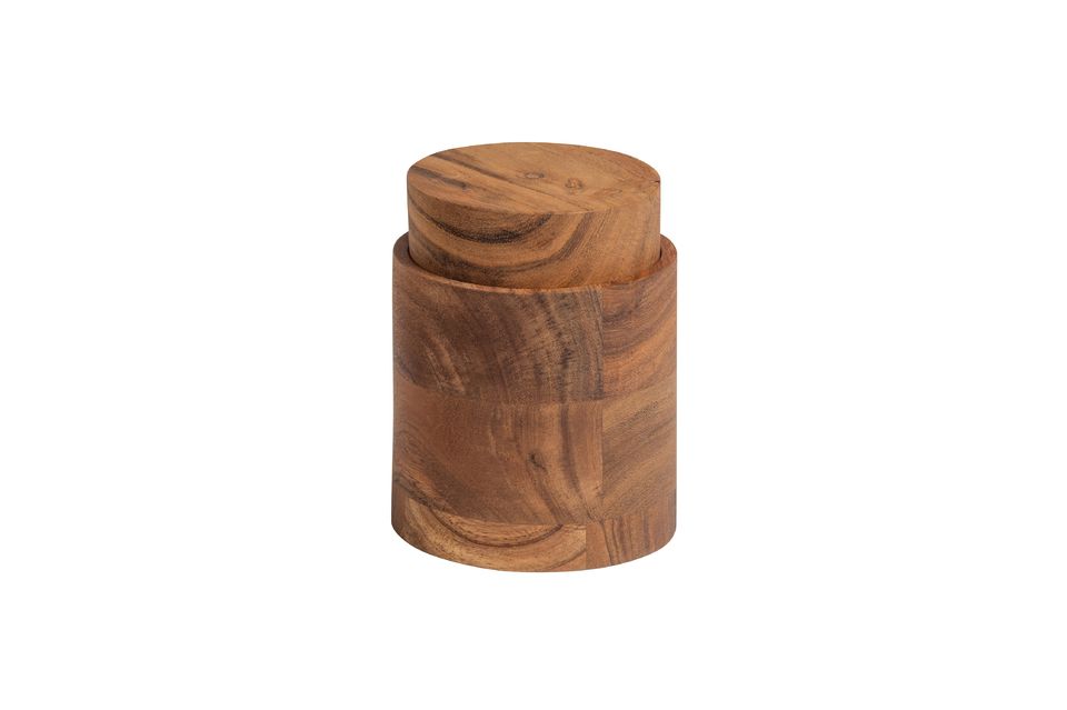 Pot avec couvercle en bois d'acacia beige Opal Woood