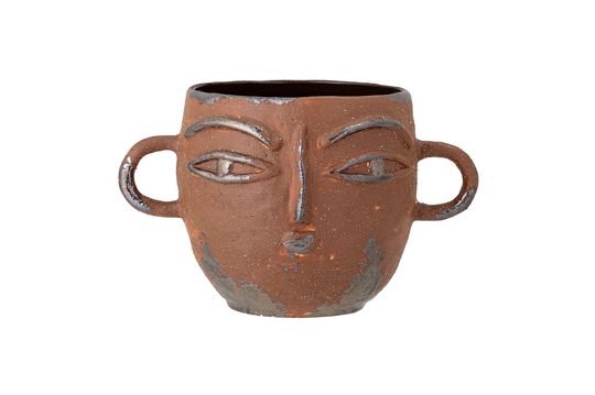Pot de fleurs marron en grès Lo