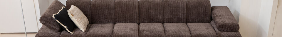 Mise en avant matière Pouf 45x84x64 bouclé brun chiné MOJO