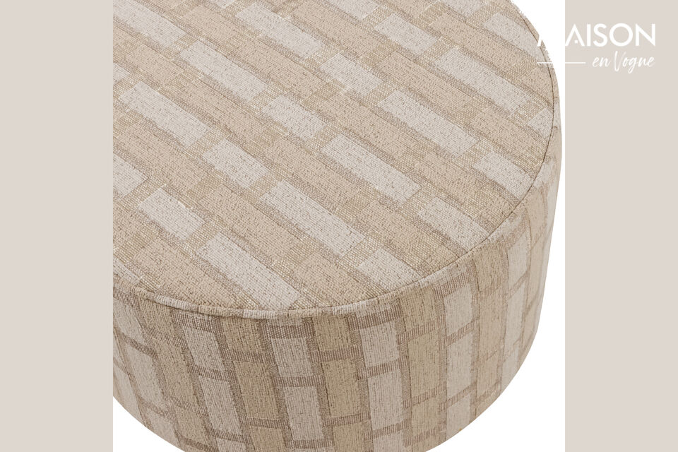 Design &eacute;l&eacute;gant Tissu chenille luxueux Motif &agrave; carreaux naturel/beige