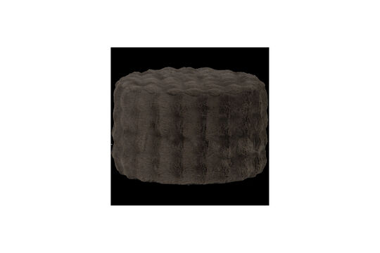 Pouf bas tissu duveteux marron Olven Détouré