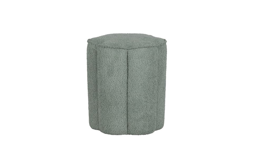 Pouf bouclé en polyester aqua Ollie Woood