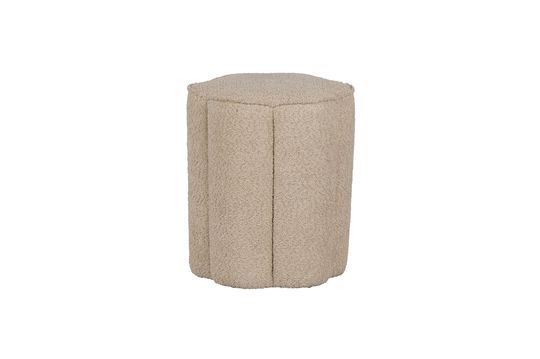 Pouf bouclé en polyester sable Ollie