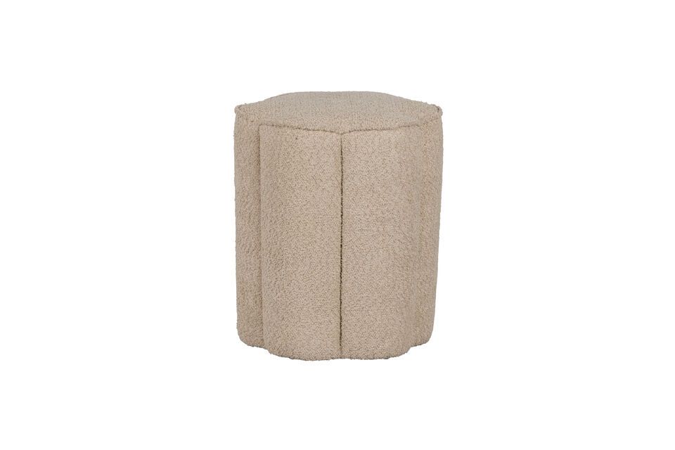 Pouf bouclé en polyester sable Ollie Woood