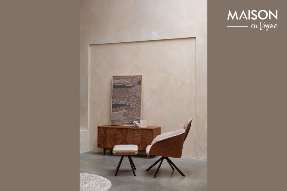 Découvrez le pouf en cuir PU beige Frie