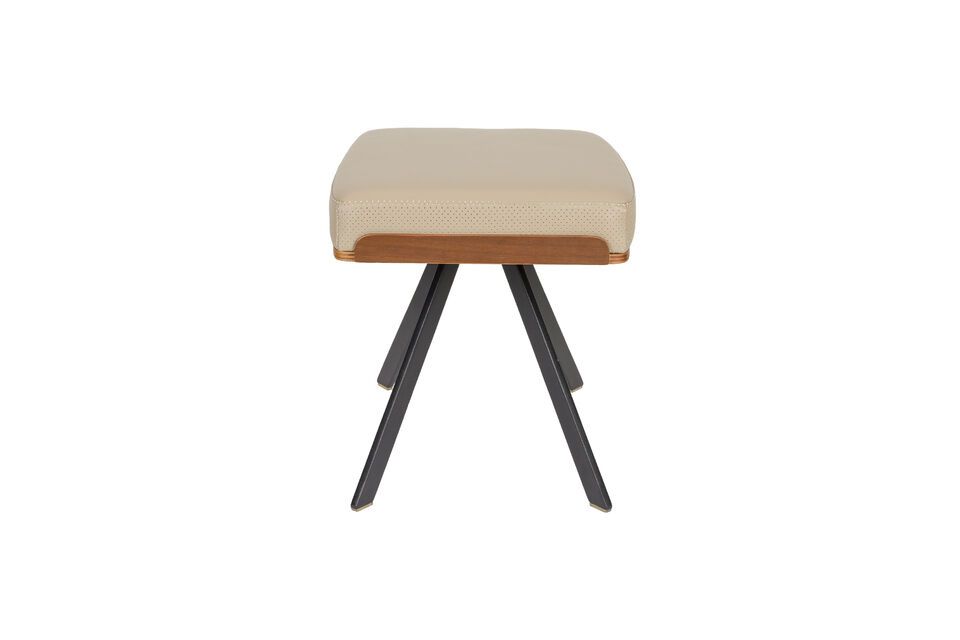 Pouf en cuir PU beige Frie Zuiver