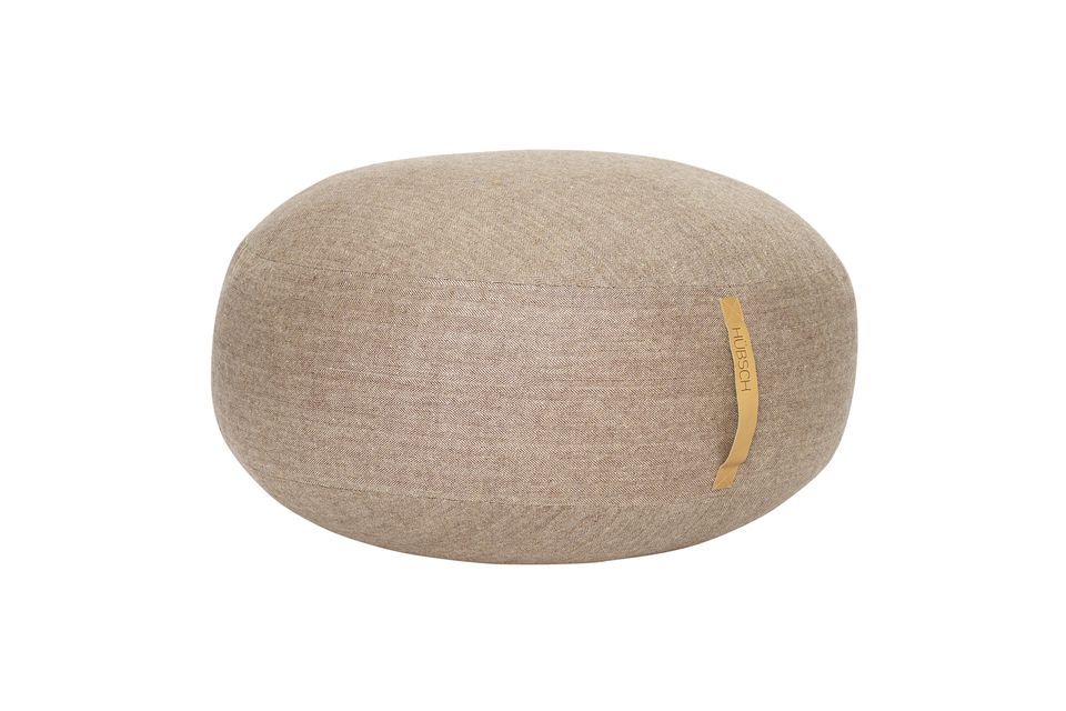 Pouf en laine marron Mochi Hübsch