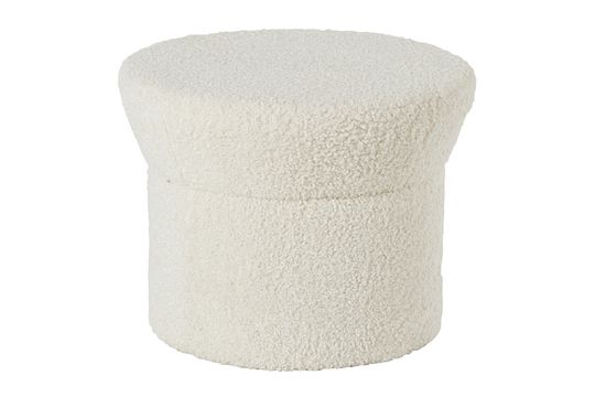 Pouf en polyester blanc nacre Alan