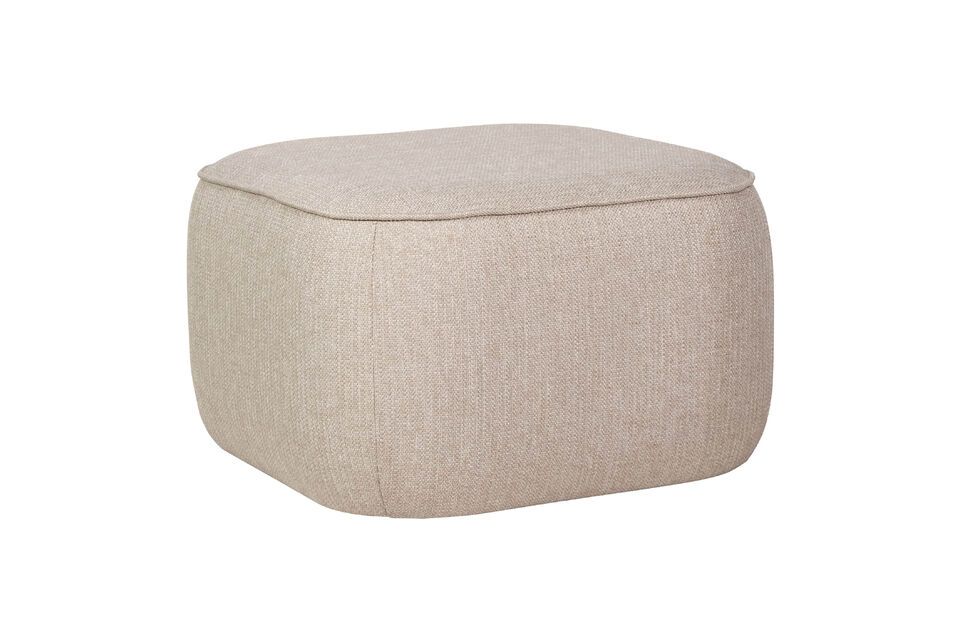 Pouf en tissu beige Cube Hübsch