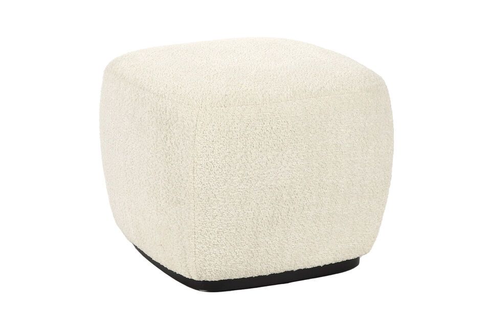 Pouf en tissu bouclé blanc Porterville Pomax