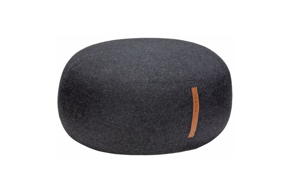 Pouf en tissu gris foncé Mochi Hübsch