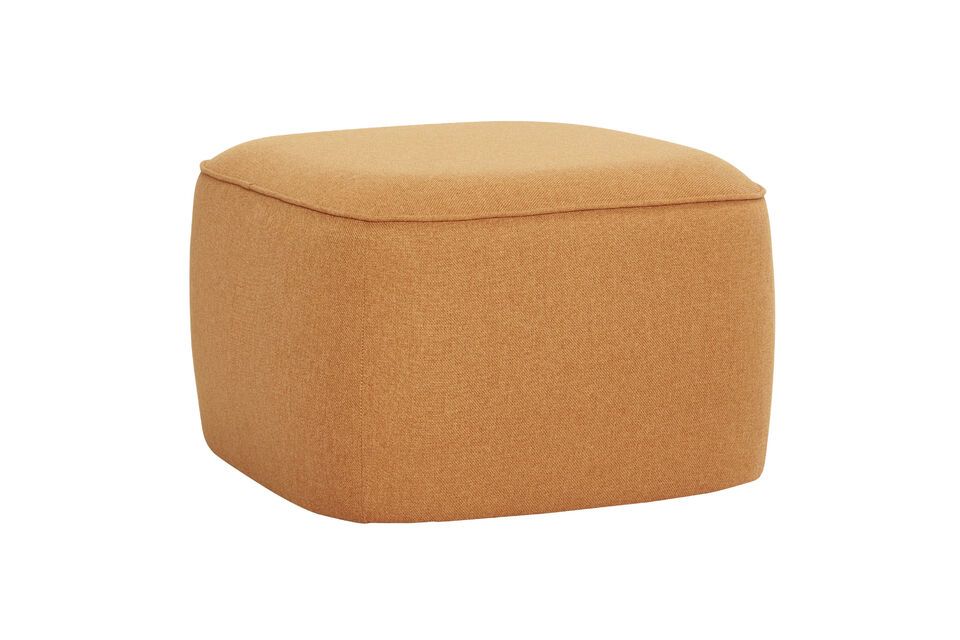 Pouf en tissu orange Cube Hübsch