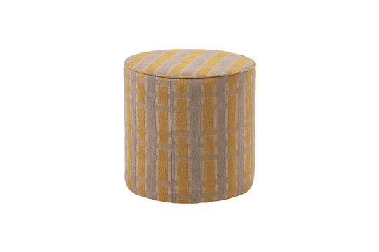 Pouf haut chenille taupe et jaune SARLI Détouré