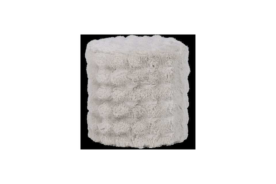 Pouf haut en tissu duveteux Naturel OLVEN Woood