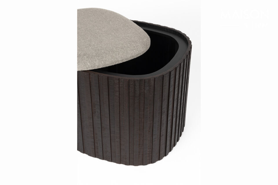 Pouf piccolo in teak marrone con vano portaoggetti Bay - 11