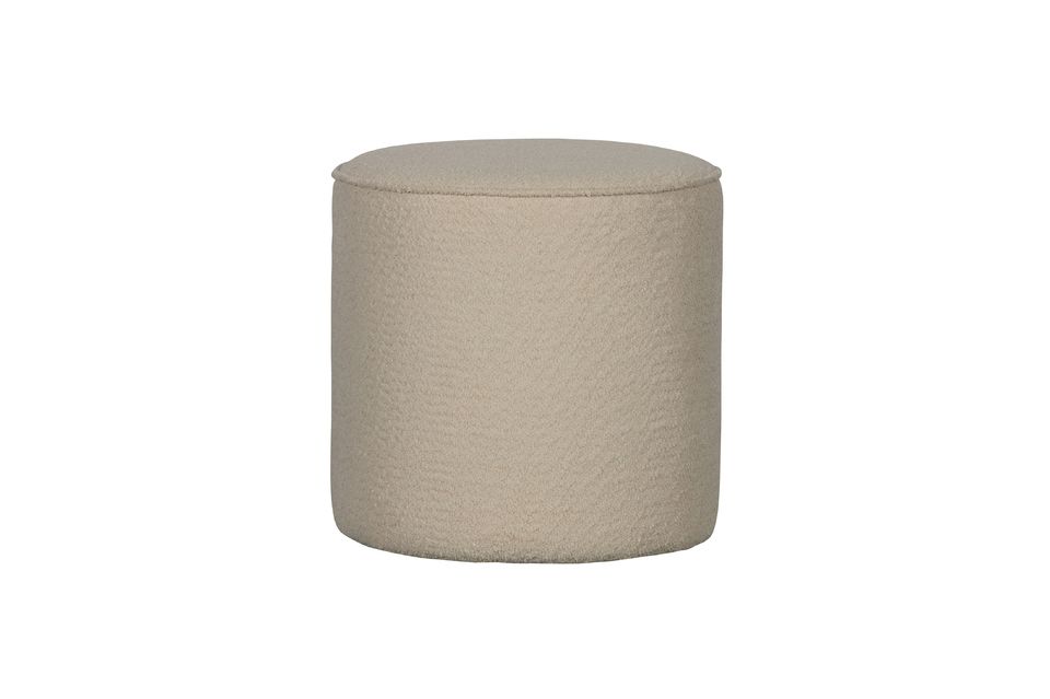 Pouf rond effet peau de mouton crème Sara Woood