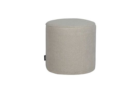 Pouf rond en tissu pelucheux blanc cassé Sara