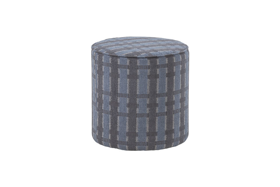 Puf alto chenilla gris y azul Sarli Woood