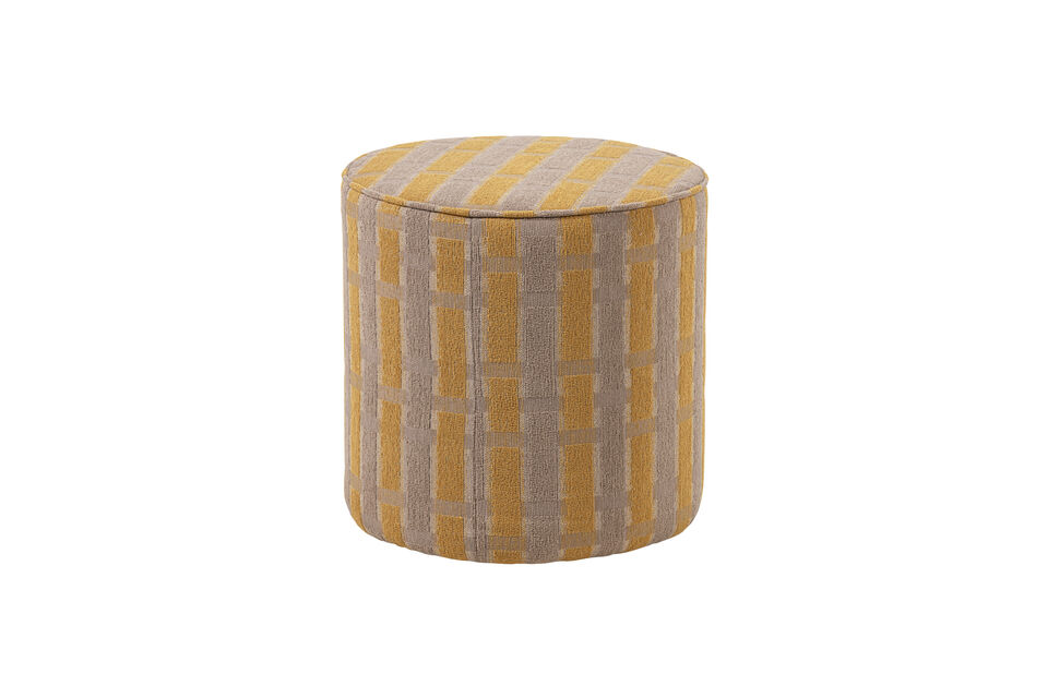 Puf alto chenilla taupe y amarillo SARLI Woood