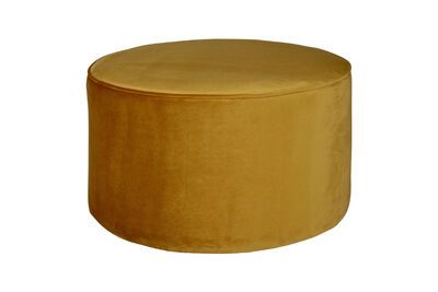 Puff redondo de terciopelo ocre Sara