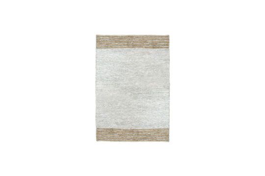 Raw grey recycled leather and jute rug