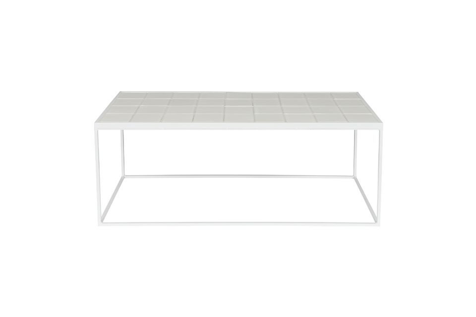 Rechthoekige salontafel van wit keramiek Glazed - 8