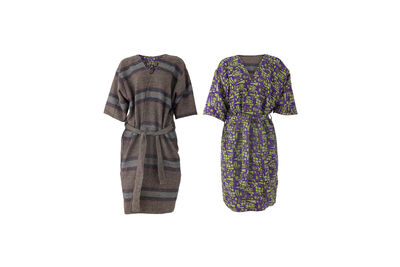 Reversible upcycled textile kimono in grey Rieti