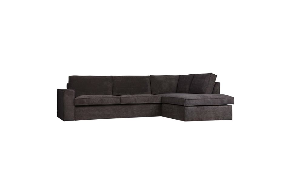 The Thomas WOOOD 3-seater corner sofa in dark gray on the right (if you\'re facing the sofa