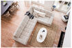 Miniature Right corner sofa in natural rib fabric Second Date 2
