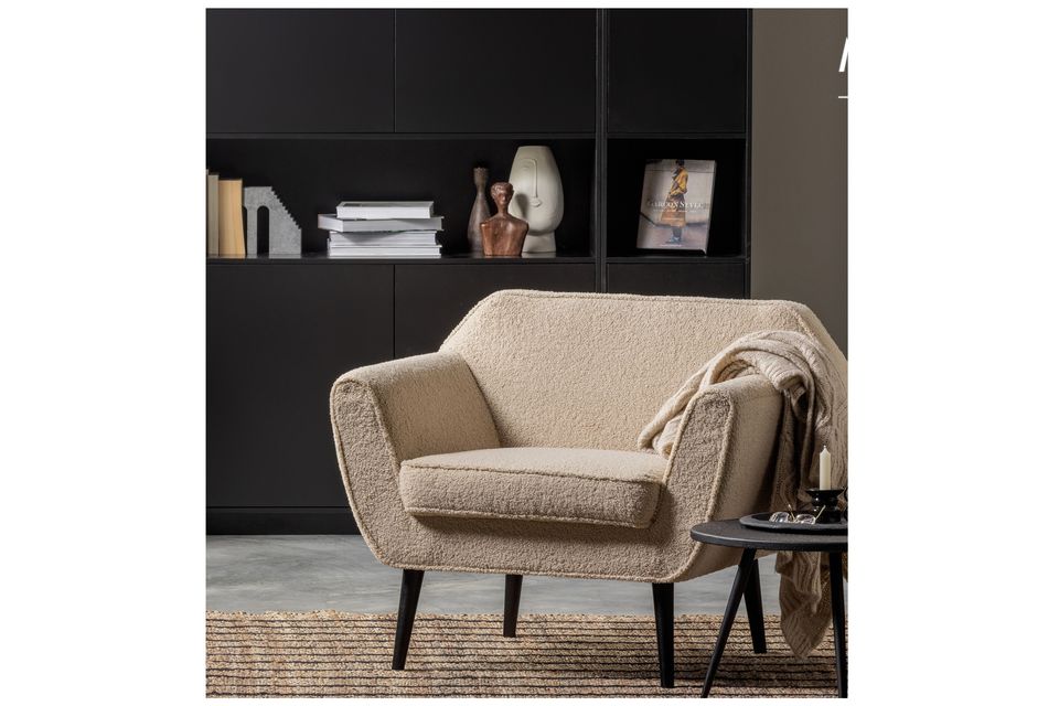 Rocco sheepskin effect armchair, aesthetic and relaxing