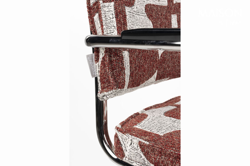 Rode stoffen eetkamerstoel met armleuningen Ridge Kink Deco Symbols - 7