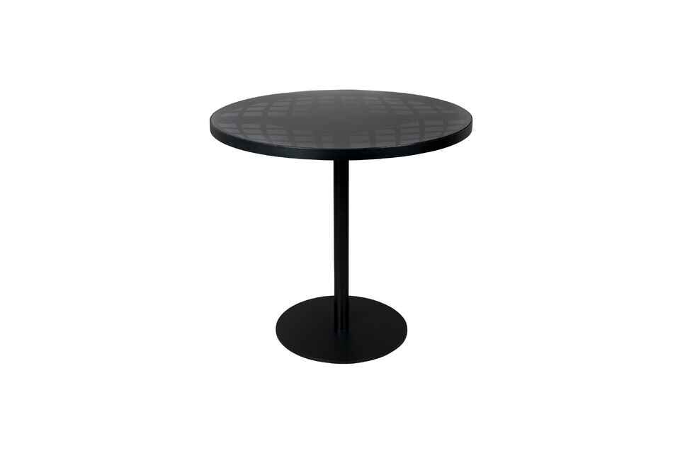 Ronde bistro tuintafel 80 cm van zwart aluminium en glas Albert Garden Zuiver