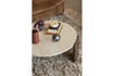 Miniatuur Ronde salontafel 90 cm van travertijn en bruin hout Valcour 3