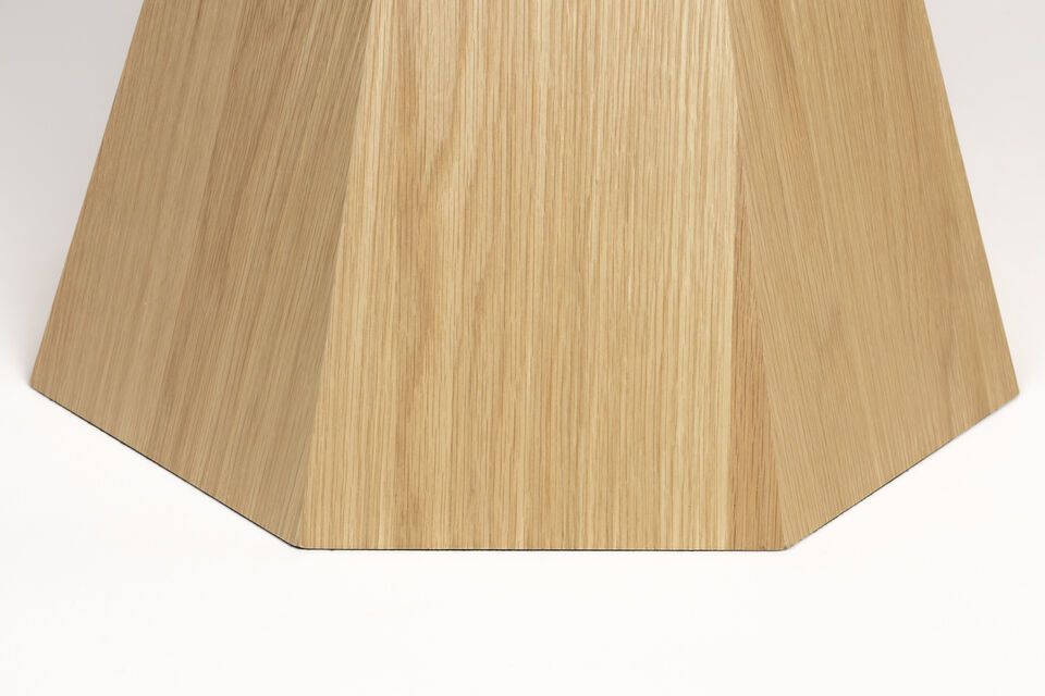 Round beige wood dining table Lotus - 7