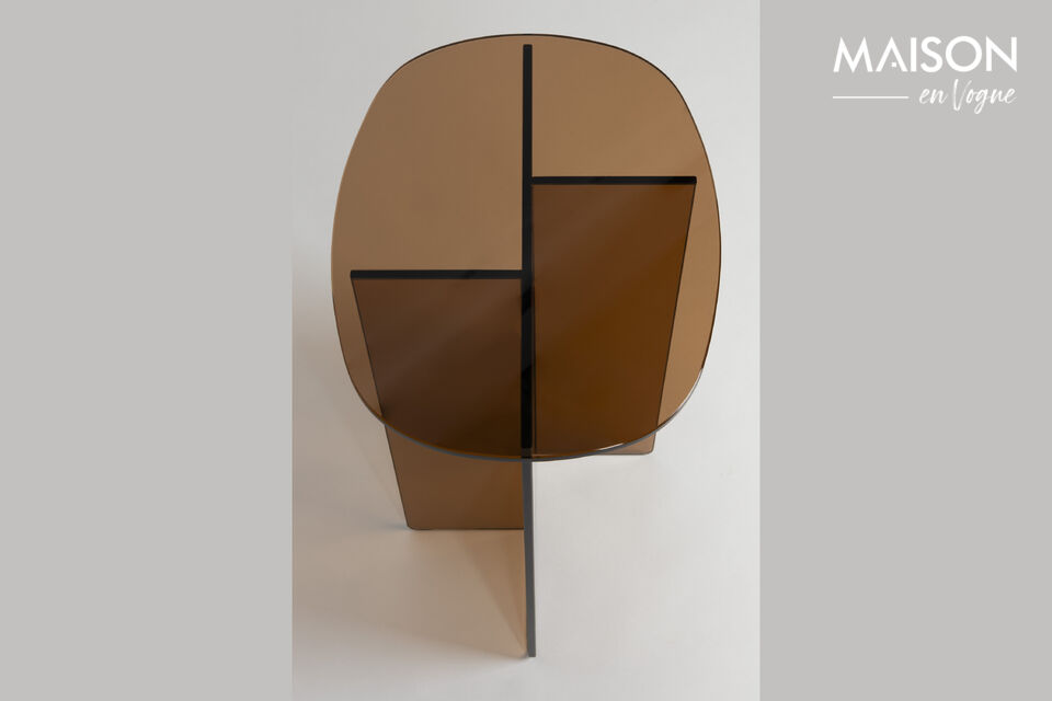 Round brown glass side table Linea - 7