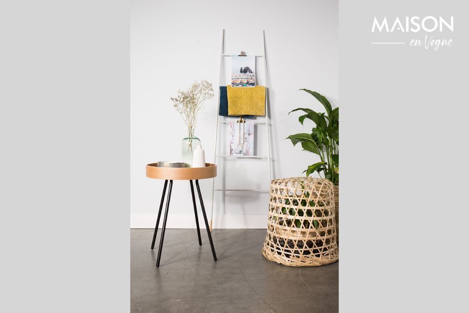 Round oak side table Oak Tray - 4